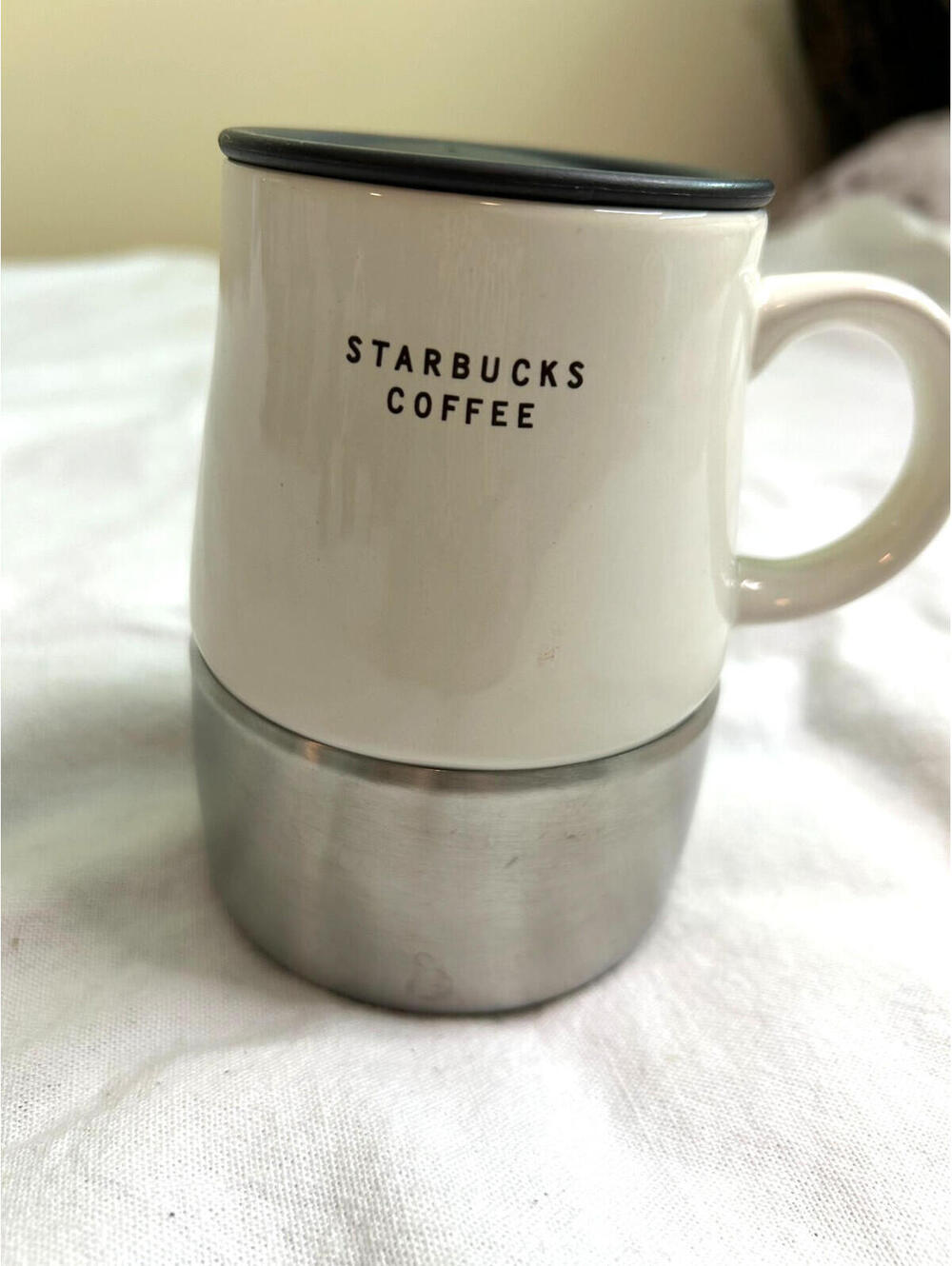 2004 Starbucks Urban Desk Travel Mug Stainless Steel Bottom w/ Lid 14 fl Oz EUC!